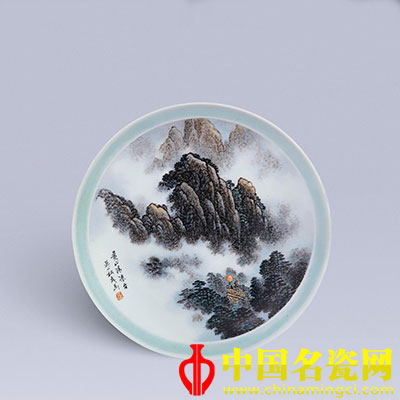 张松茂 粉彩黄山清凉台瓷盘