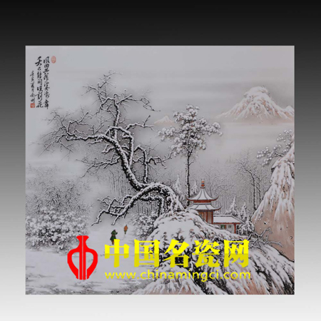 景德镇陶瓷艺术家 余刚《雪景图》